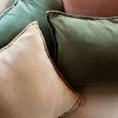 Housse de coussin velours "Manhattan" - Céladon