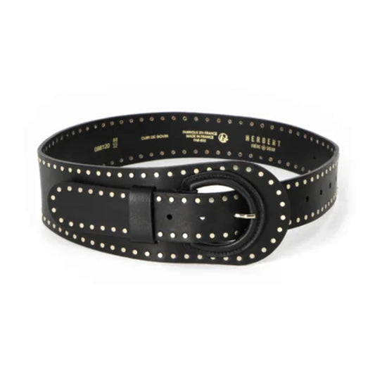 Ceinture "La Guérande" clous - cuir noir