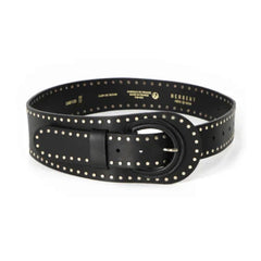 Ceinture "La Guérande" clous - cuir noir