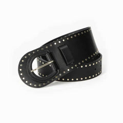 Ceinture "La Guérande" clous - cuir noir