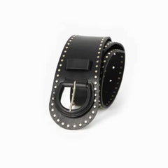 Ceinture "La Guérande" clous - cuir noir