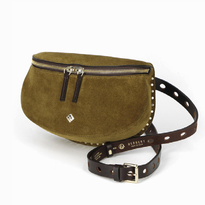 Sac-banane "La Lili" cuir velours - Bronze