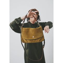 Sac "Le Benson" cuir velours Clown - Bronze