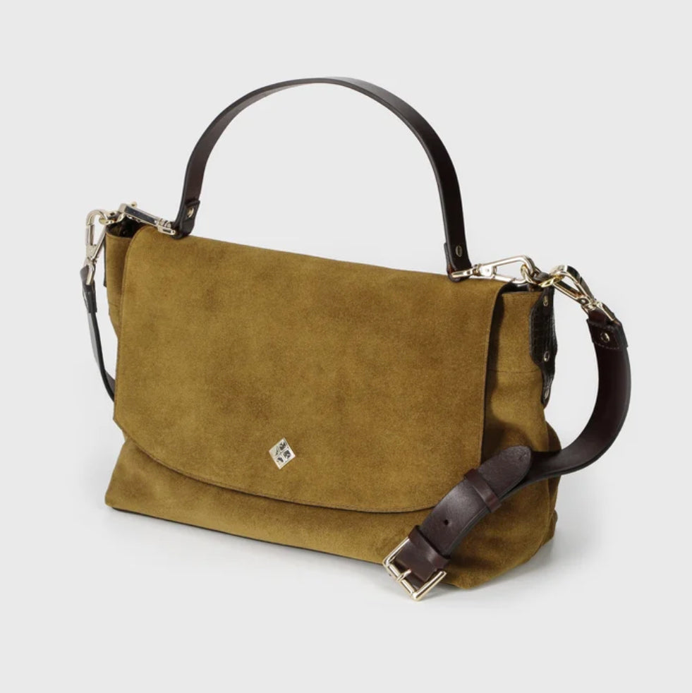 Sac "Le Benson" cuir velours Clown - Bronze