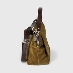 Sac "Le Benson" cuir velours Clown - Bronze