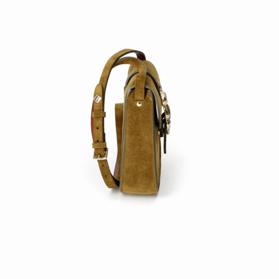 Sac "Sab Barbier" cuir velours - Bronze