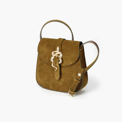Sac "Sab Barbier" cuir velours - Bronze