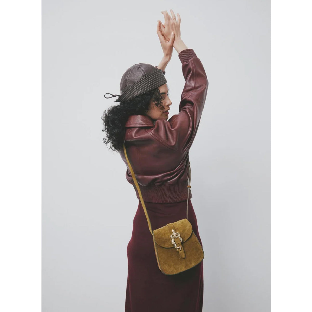 Sac "Sab Barbier" cuir velours - Bronze