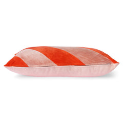 Coussin rayé velours - Rouge/rose