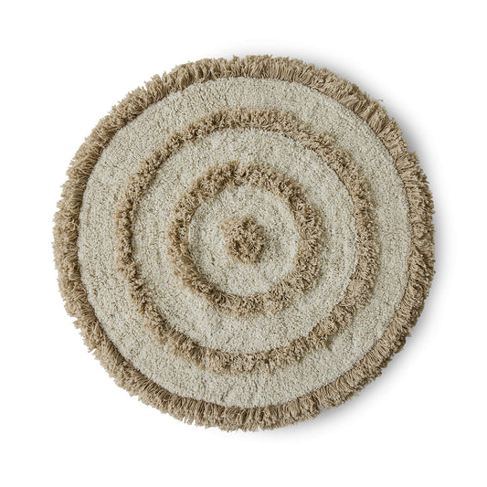 Tapis shaggy rond L - Beige & crème