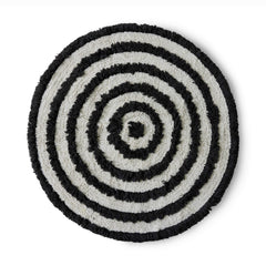 Tapis shaggy rond L - Noir & écru