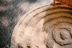 Tapis shaggy laine ø150cm - Cream