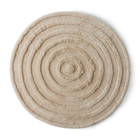 Tapis shaggy laine ø150cm - Cream