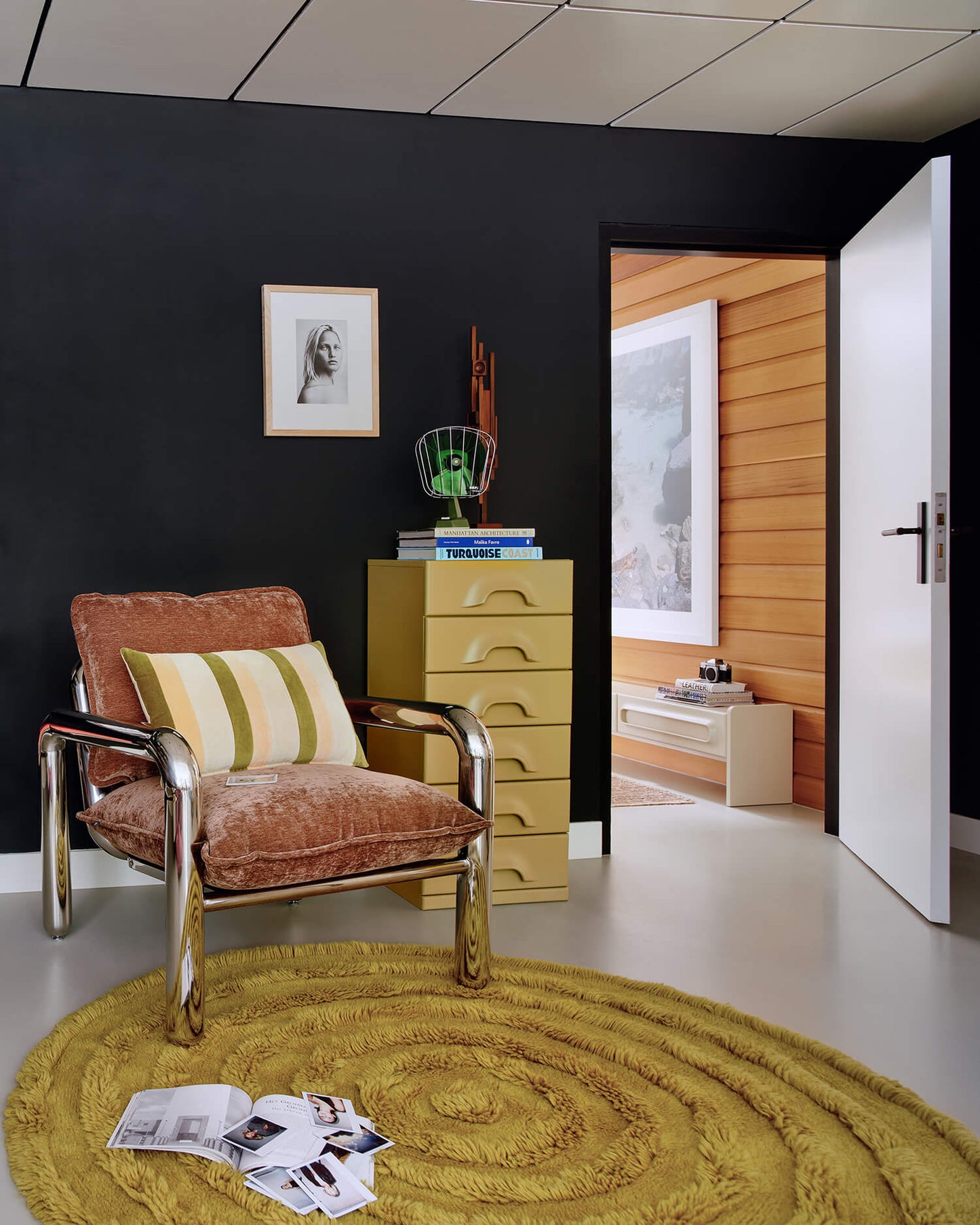 Tapis shaggy laine ø150cm - Seaweed