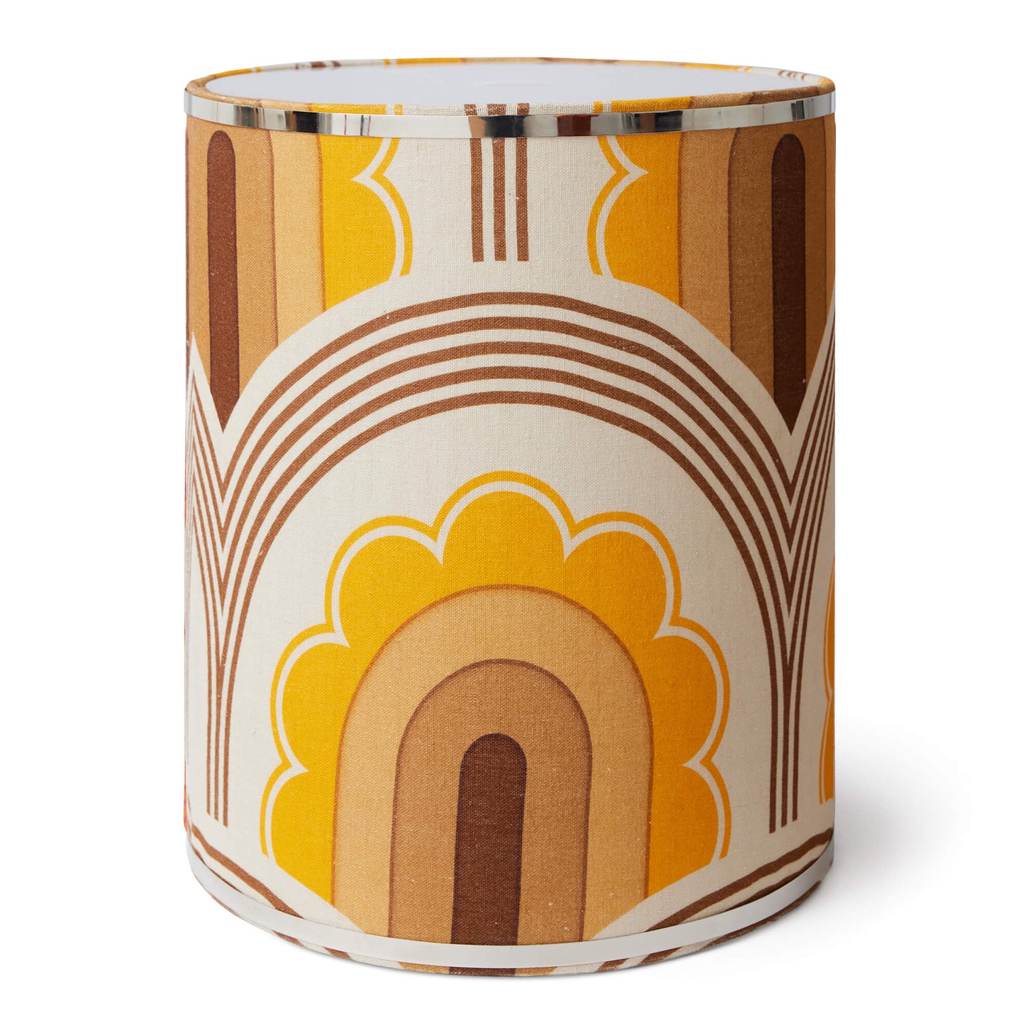Abat-jour large lin & métal motif floral
