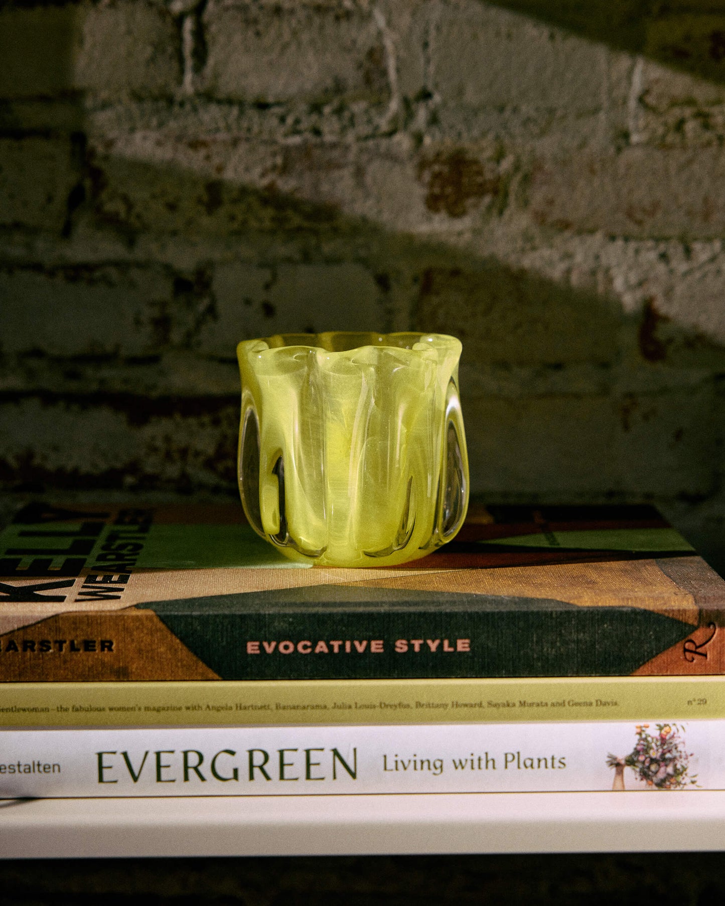 Bougeoir "Corolle" verre - Citron