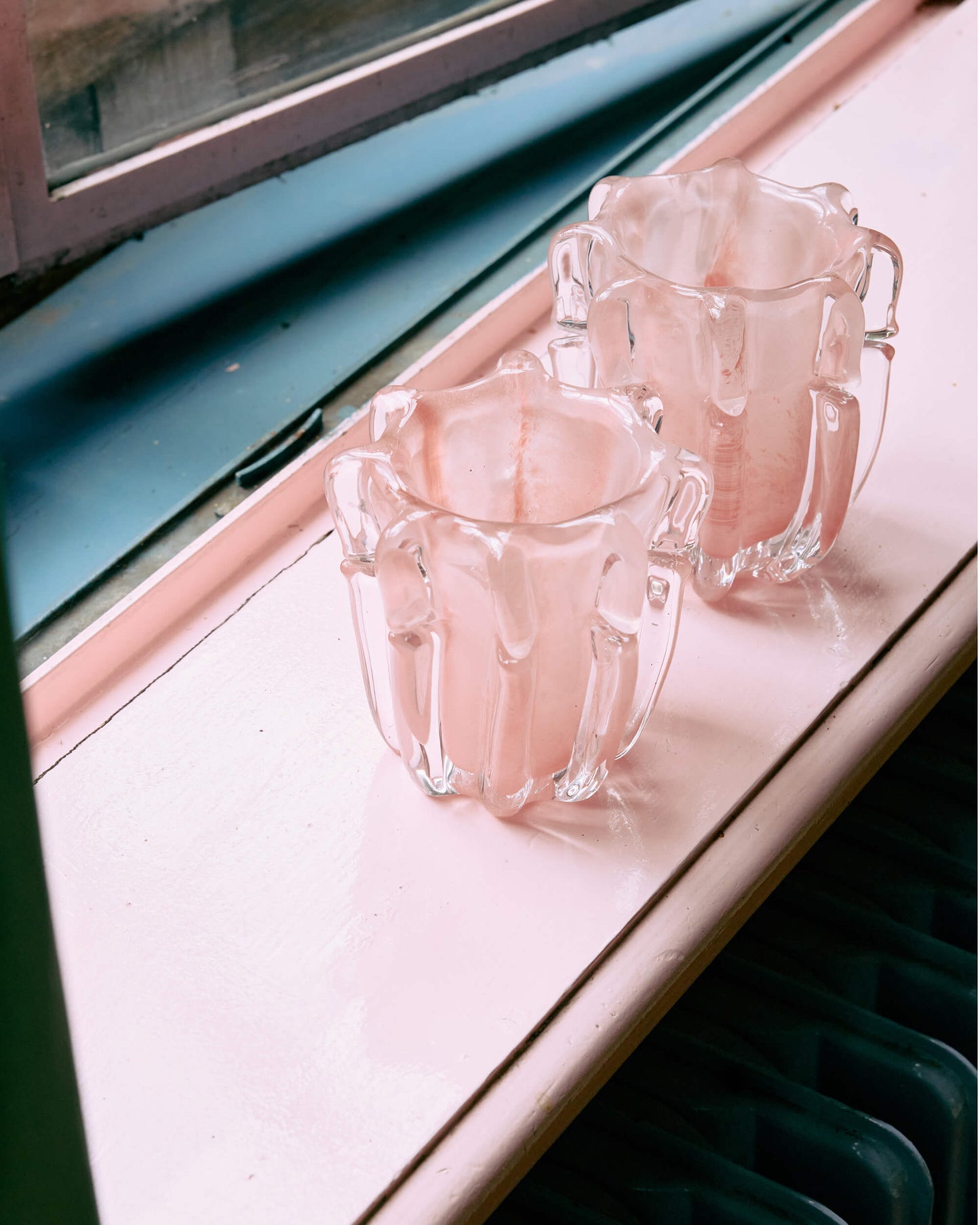 Bougeoir "Corolle" verre - Rose
