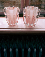 Bougeoir "Corolle" verre - Rose