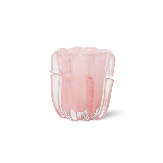 Bougeoir "Corolle" verre - Rose