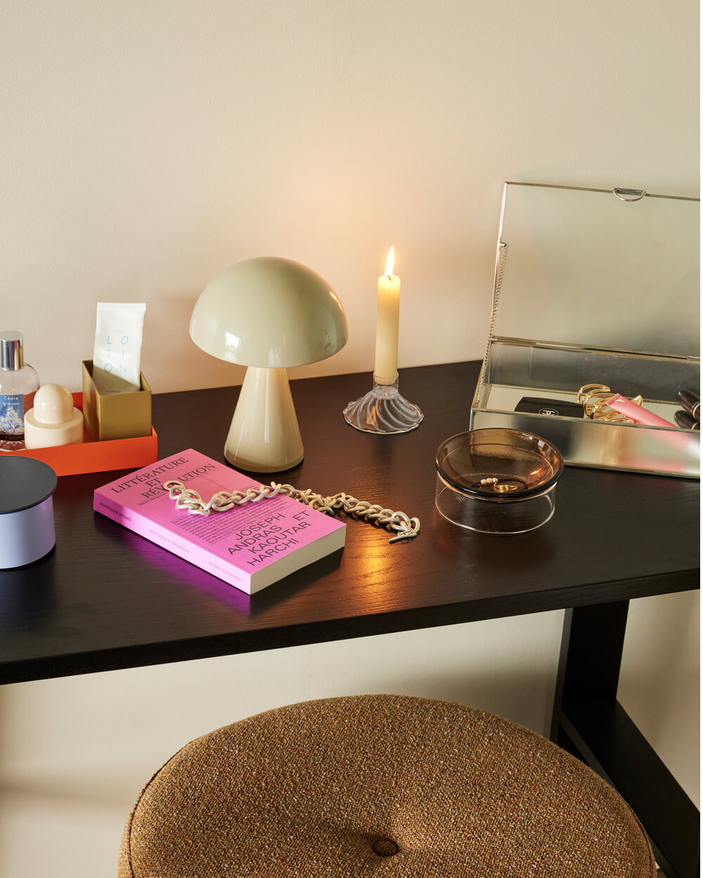 Petite lampe portative "Mush" émaillée - Sable clair
