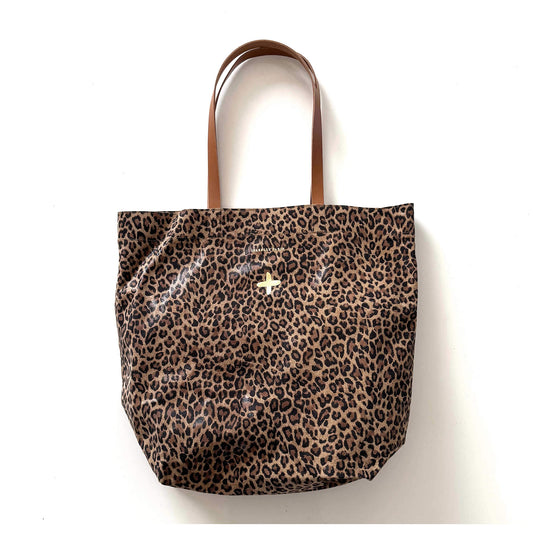 Grand cabas "Laner" cuir Léopard beige