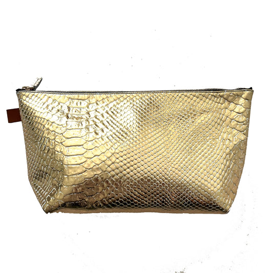Grande trousse "Mild" cuir Alligator doré