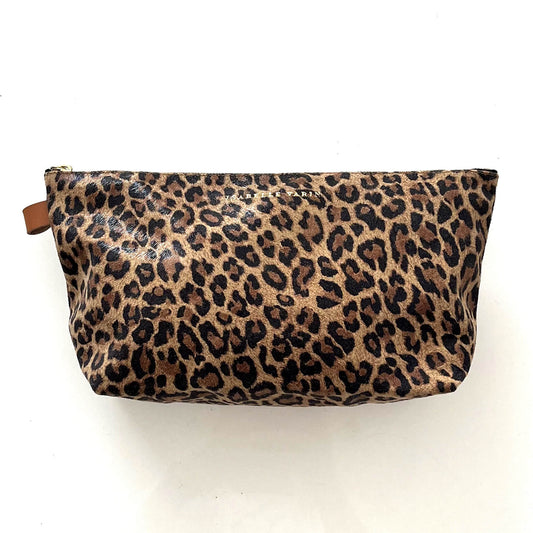 Grande trousse "Mild" cuir Léopard beige