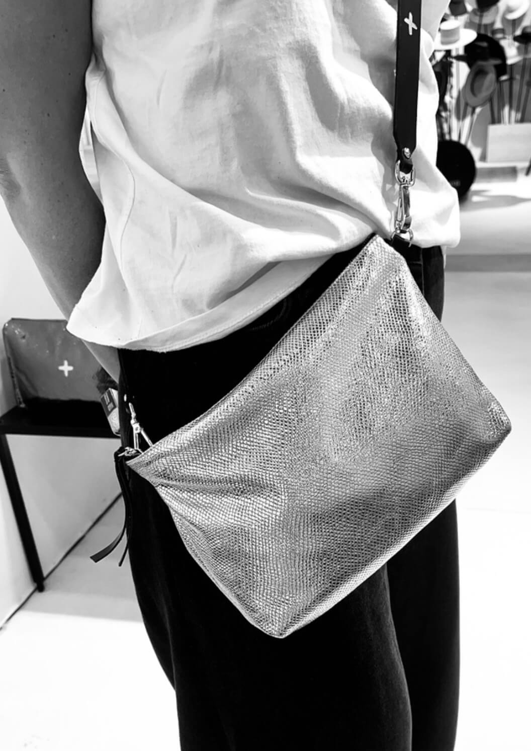 Sac "Run" cuir Alligator doré