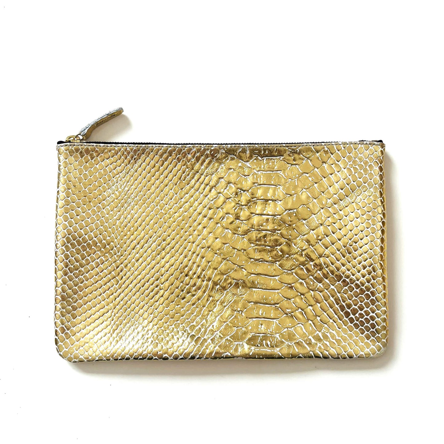 Pochette "Love" cuir Alligator doré