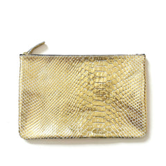 Pochette "Love" cuir Alligator doré