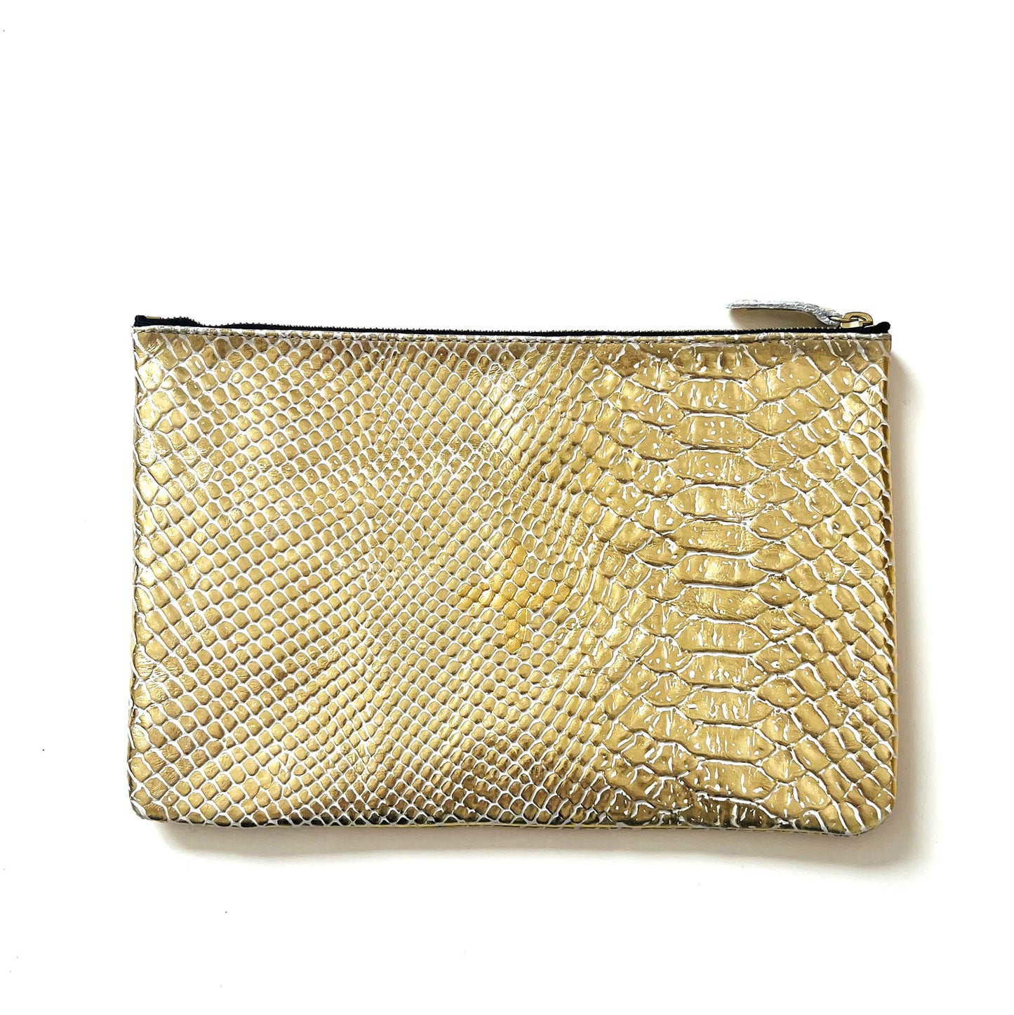 Pochette "Love" cuir Alligator doré