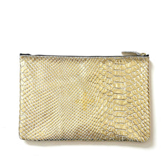 Pochette "Love" cuir Alligator doré
