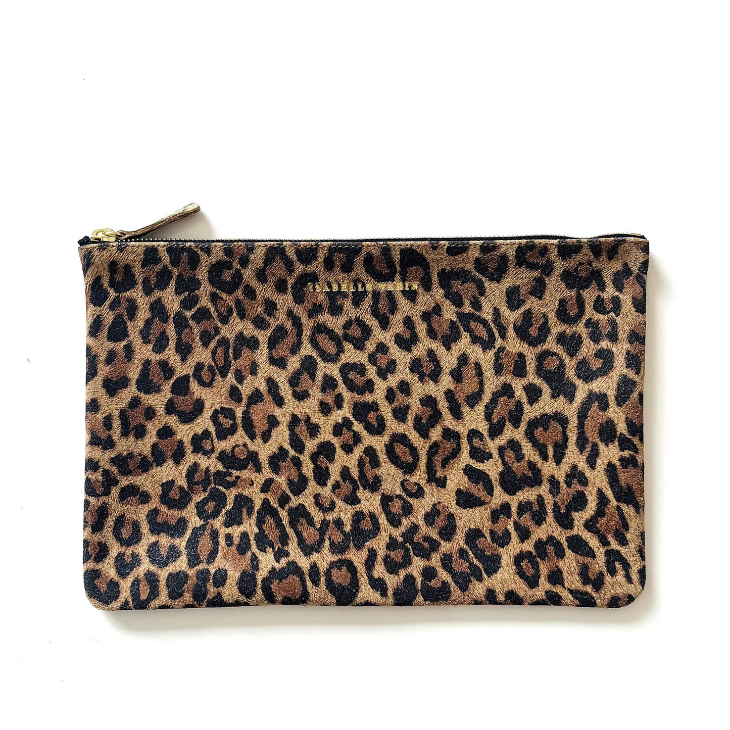 Pochette "Love" cuir Léopard beige