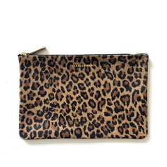 Pochette "Love" cuir Léopard beige