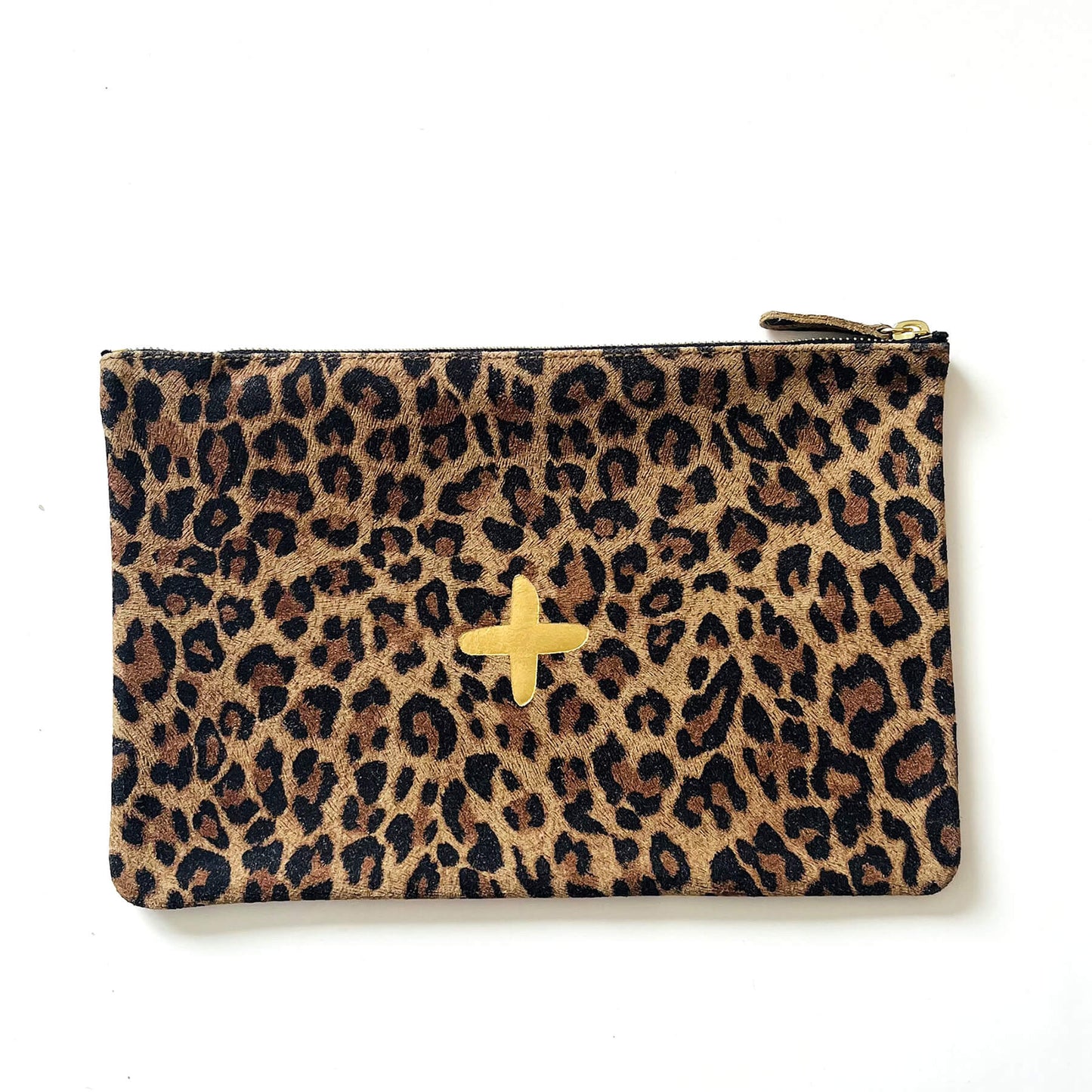 Pochette "Love" cuir Léopard beige