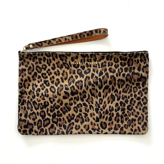 Pochette "Liam" cuir Léopard beige