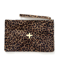 Pochette "Liam" cuir Léopard beige