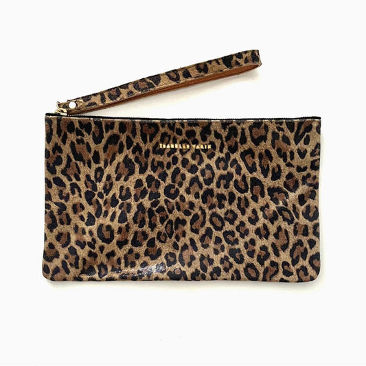 Pochette "Massi" cuir Léopard beige