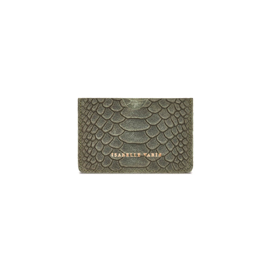 Porte-cartes "Credy" cuir Snake kaki