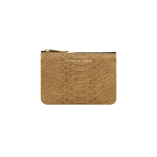 Porte-monnaie "Star" cuir Snake beige