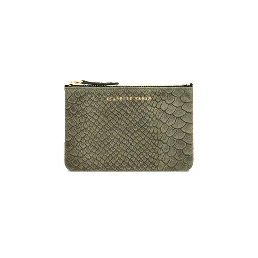Porte-monnaie "Star" cuir Snake kaki