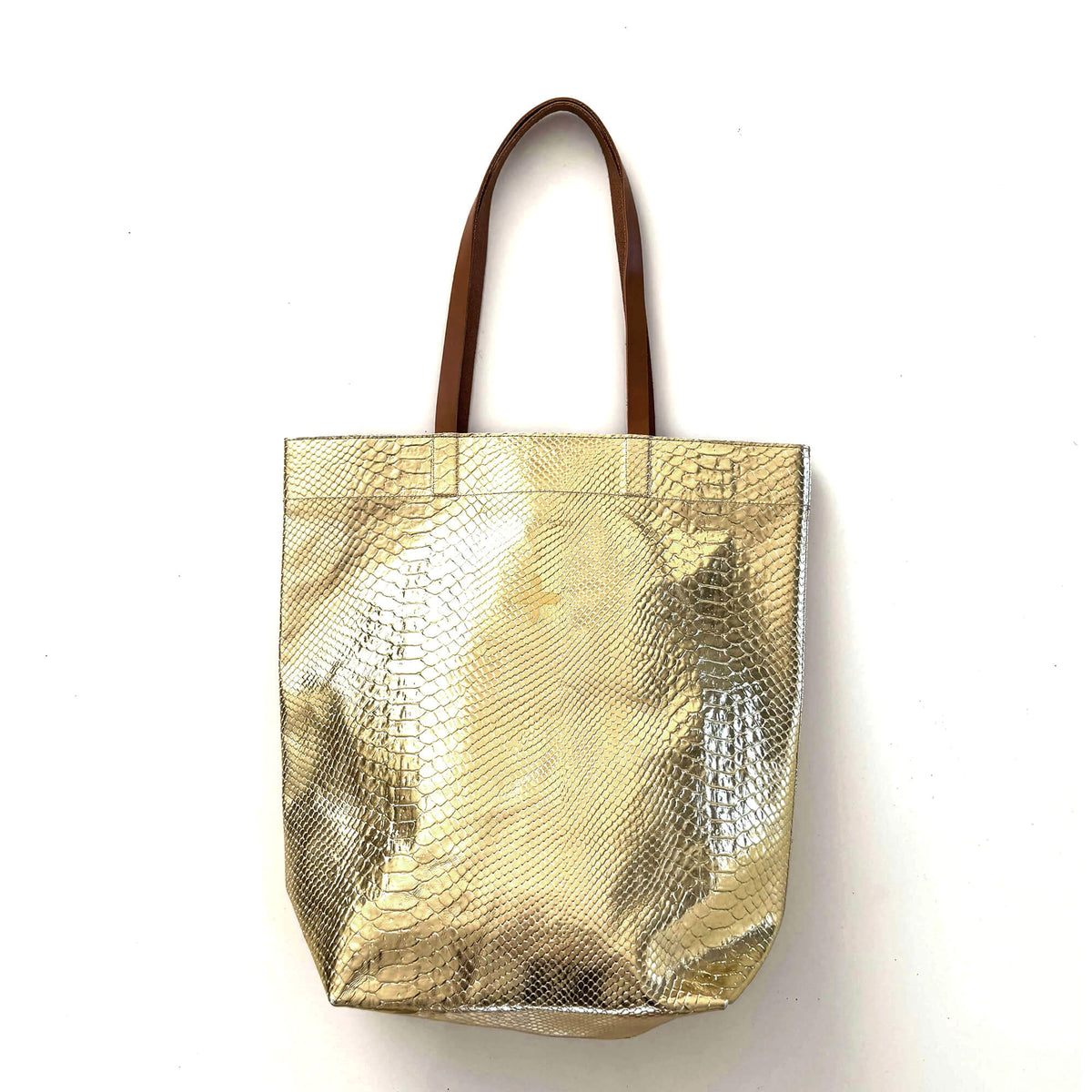 Cabas "Mester" cuir Alligator doré