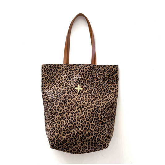 Cabas "Mester" cuir Léopard beige
