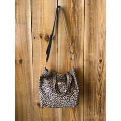 Sac "Origin" cuir Léopard beige
