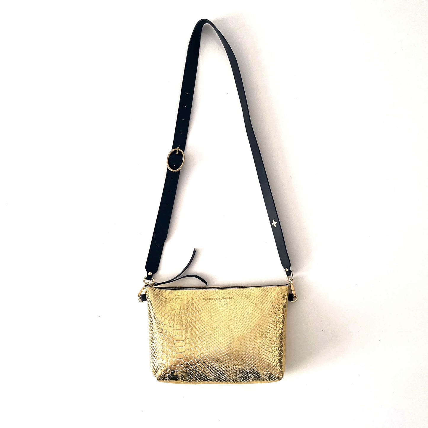 Sac "Run" cuir Alligator doré