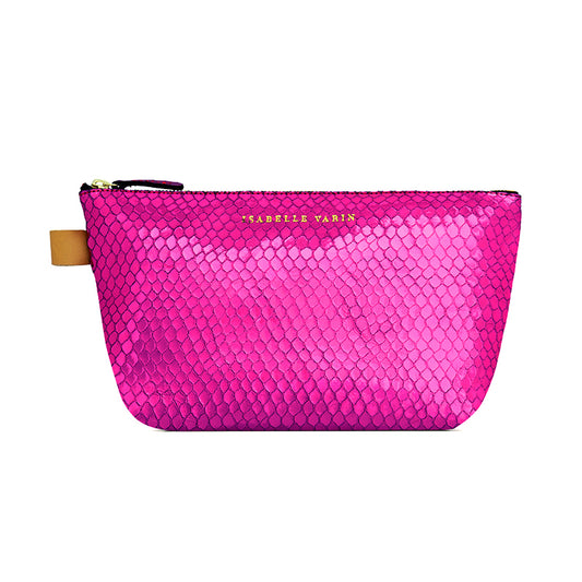 Trousse "Lencil" cuir Bubble Fuschia