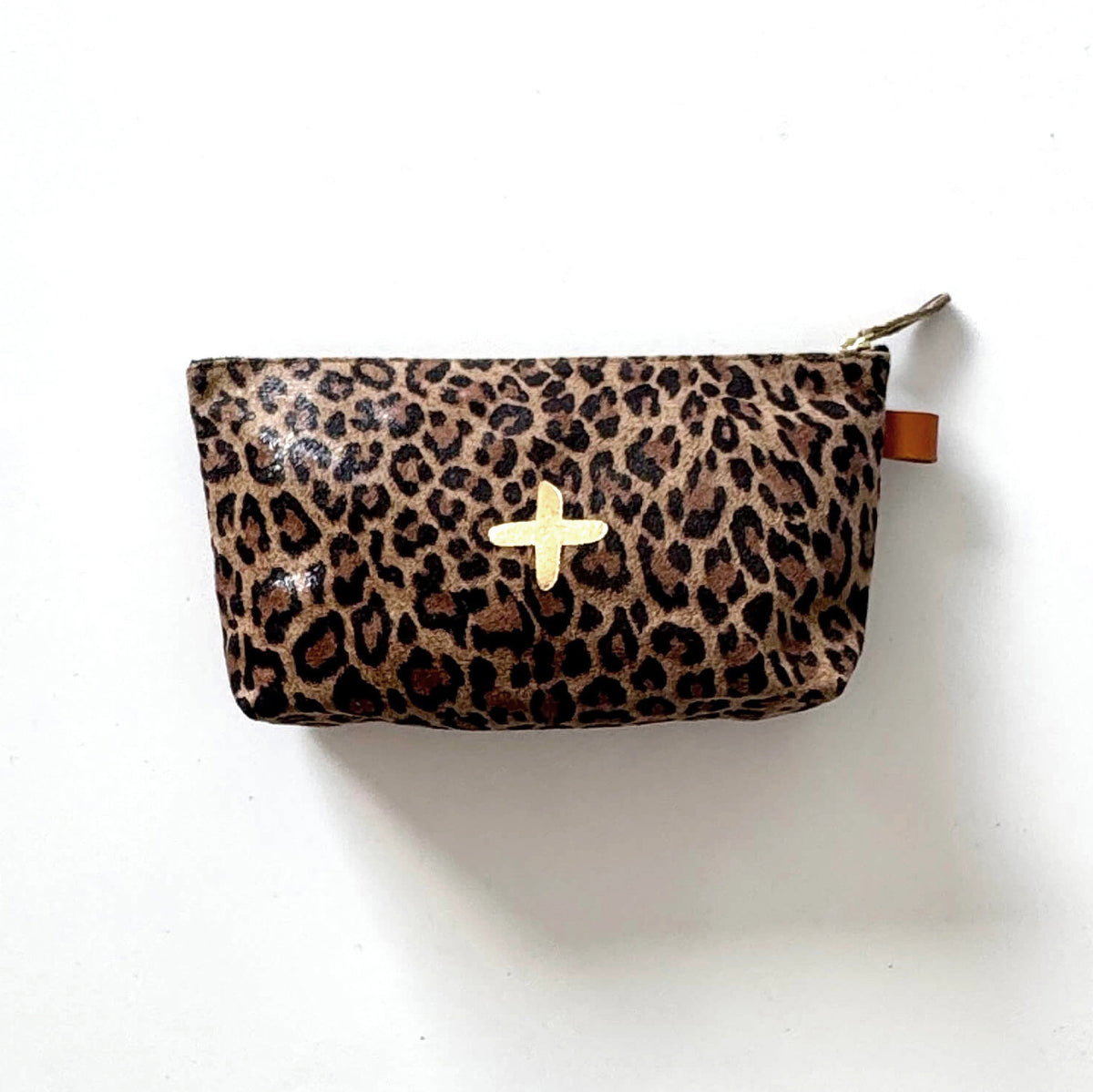 Trousse "Lencil" cuir Léopard beige