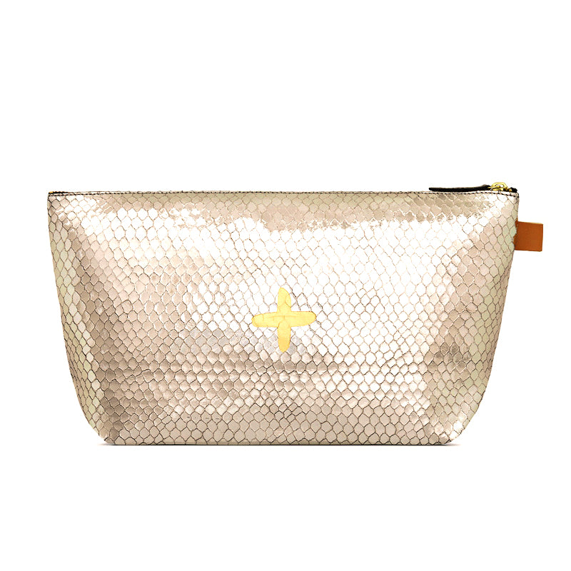 Grande trousse "Mild" cuir Bubble Sable