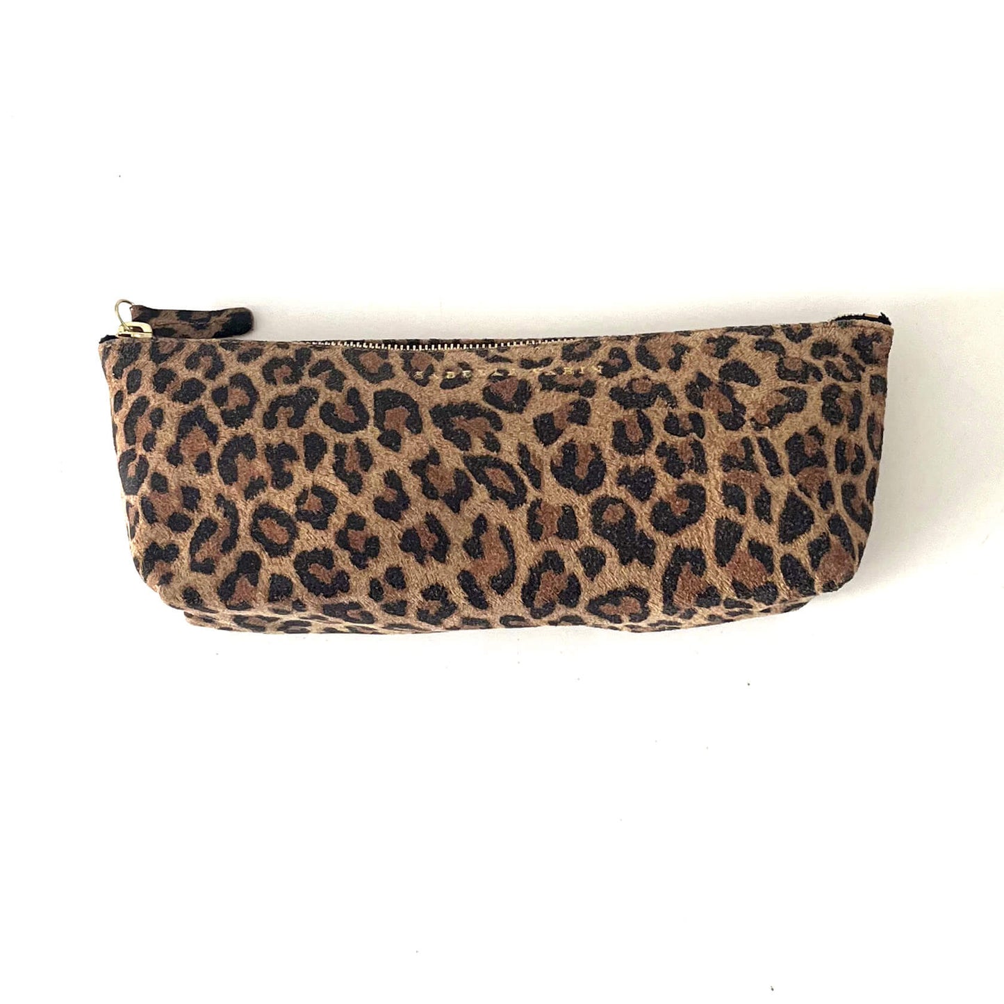 Trousse "Mini" cuir Léopard beige