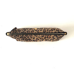 Trousse "Mini" cuir Léopard beige